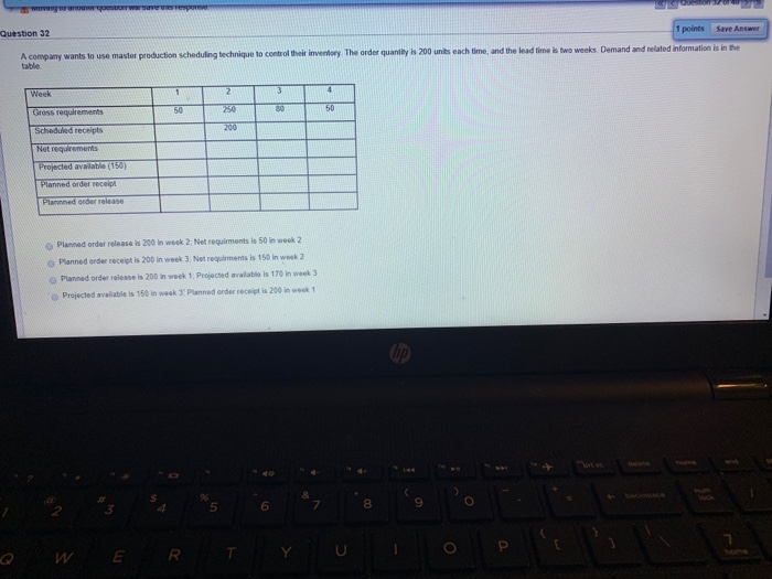 Solved 1 points Save Answer Question 32 A company wants to | Chegg.com