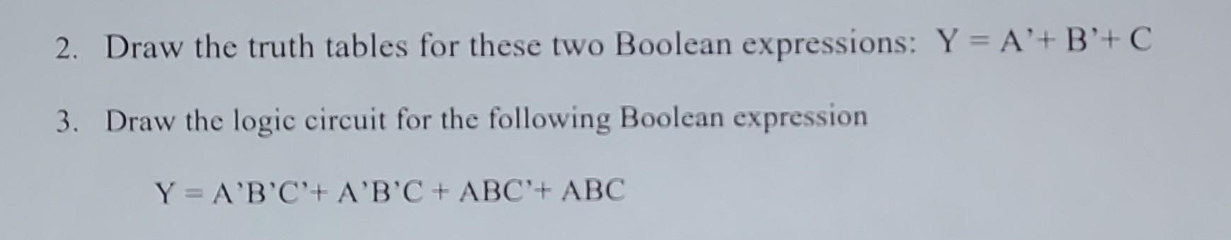 Solved 2. Draw the truth tables for these two Boolean | Chegg.com