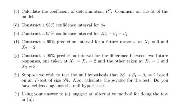 Solved Consider The Multiple Linear Regression Model | Chegg.com