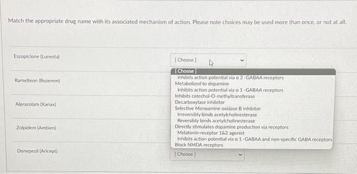 Solved Match the appropriate drug name with its associated | Chegg.com