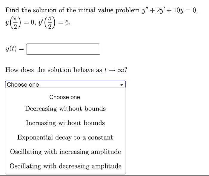 Solved Find The Solution Of The Initial Value Problem Y" + | Chegg.com