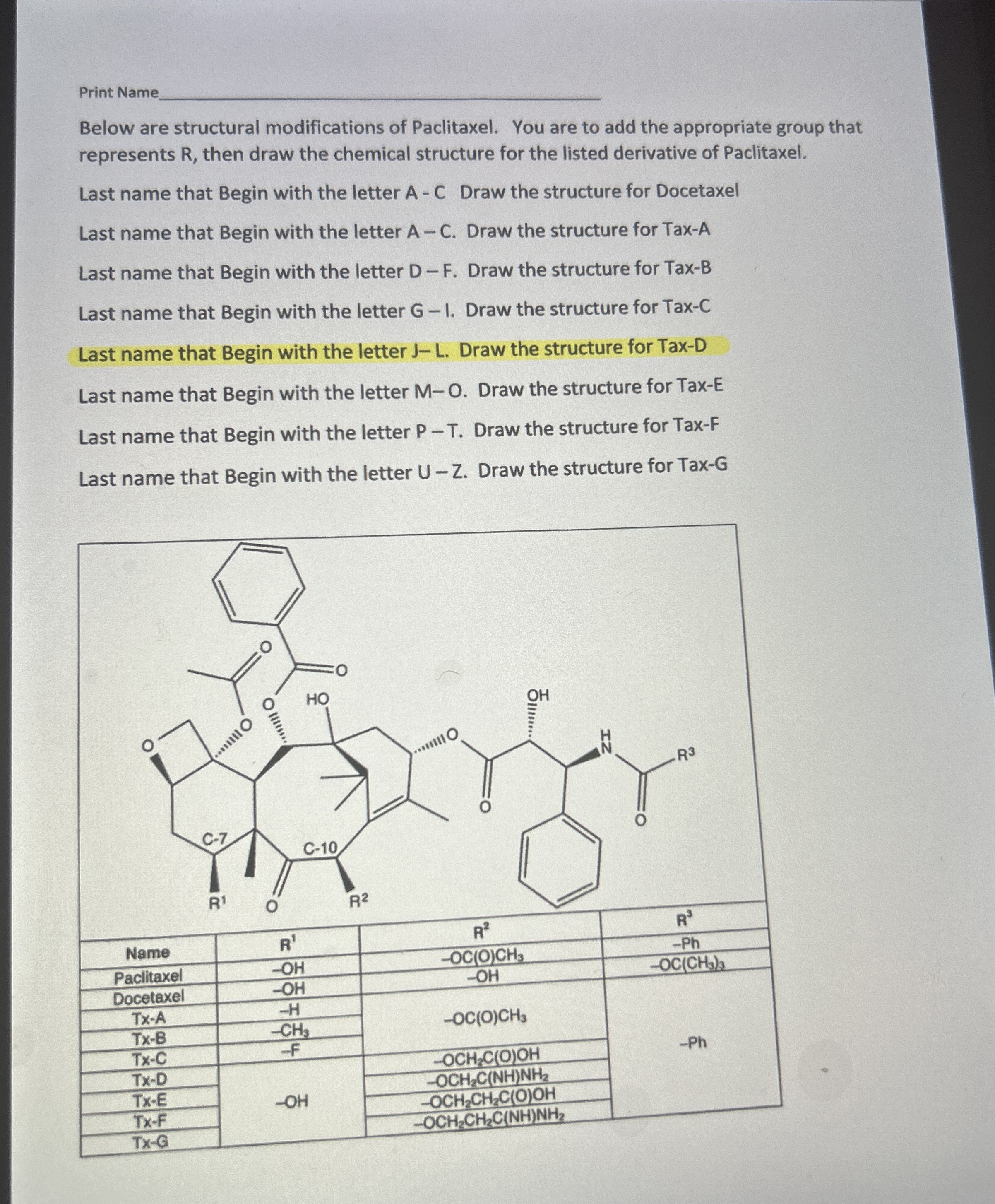 Print NameBelow are structural modifications of