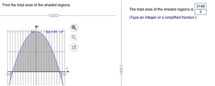Solved Find the total area of the shaded regions. The total | Chegg.com