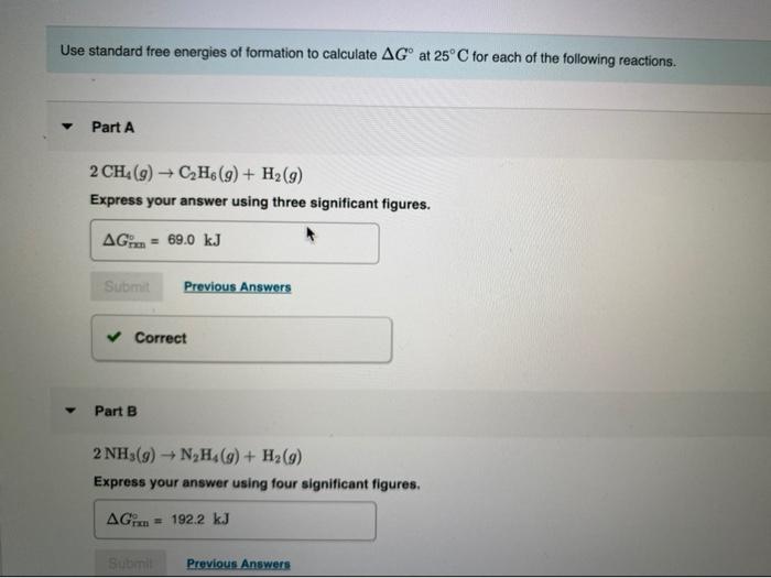 Use standard free energies of formation to calculate | Chegg.com