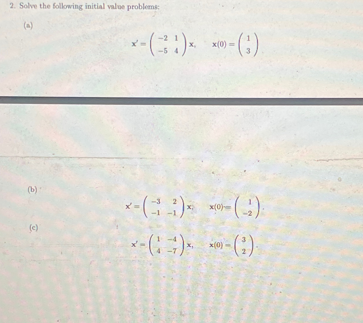 Solved Solve the following initial value | Chegg.com