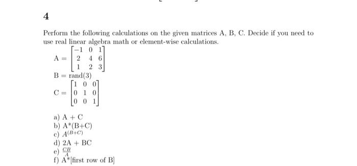 Solved Perform The Following Calculations On The Given | Chegg.com