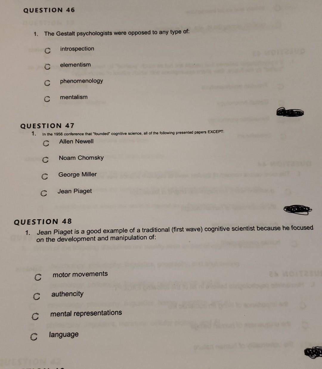 Solved QUESTION 46 1. The Gestalt psychologists were opposed