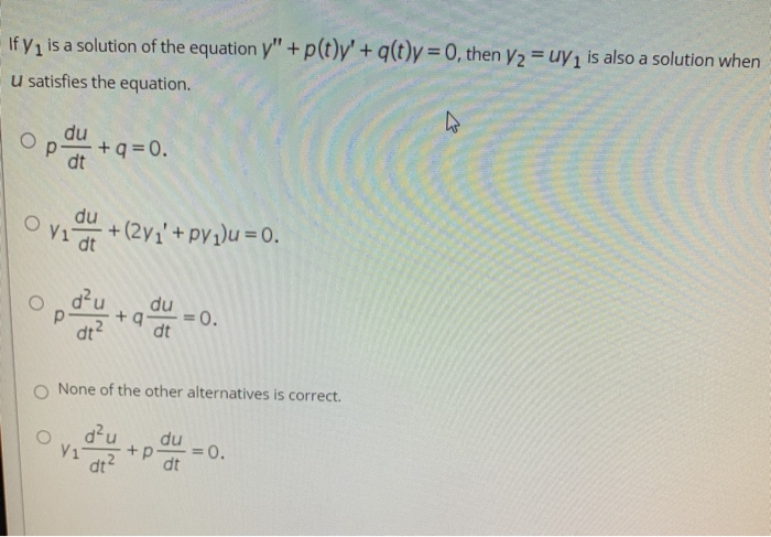 Solved If Y Is A Solution Of The Equation Y P T Y G Chegg Com