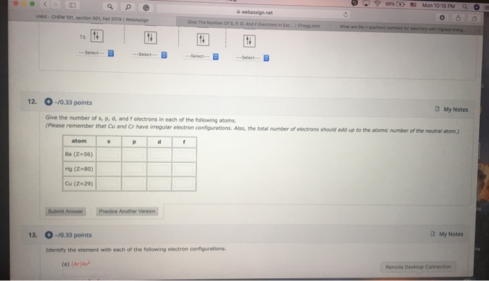 Solved Sex Mon 10 15 Pm Q O Wbassinet Hw Chem 101 Sectio Free