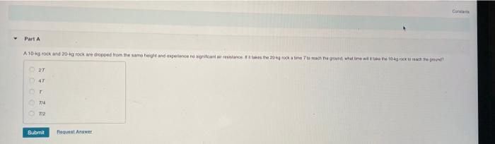 Solved Part A A 10g rock and 20-krock we dropped from the | Chegg.com