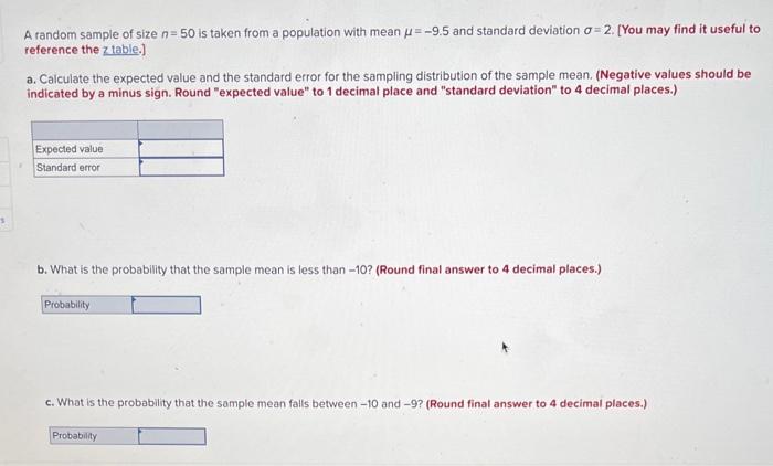 Solved A random sample of size n=50 is taken from a | Chegg.com