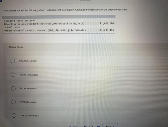 Solved A company provided the following direct materials | Chegg.com