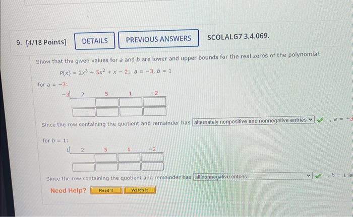 Solved Show that the given values for a and b are lower and | Chegg.com