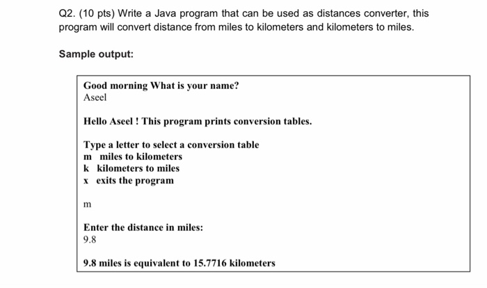 Solved Q2 10 Pts Write A Java Program That Can Be Used