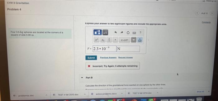 Solved CHW 5 Gravitation Problem 4 4 of 11 Express your | Chegg.com