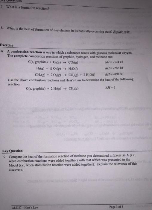 Solved 7 what is a formation reaction 8 what is the heat chegg
