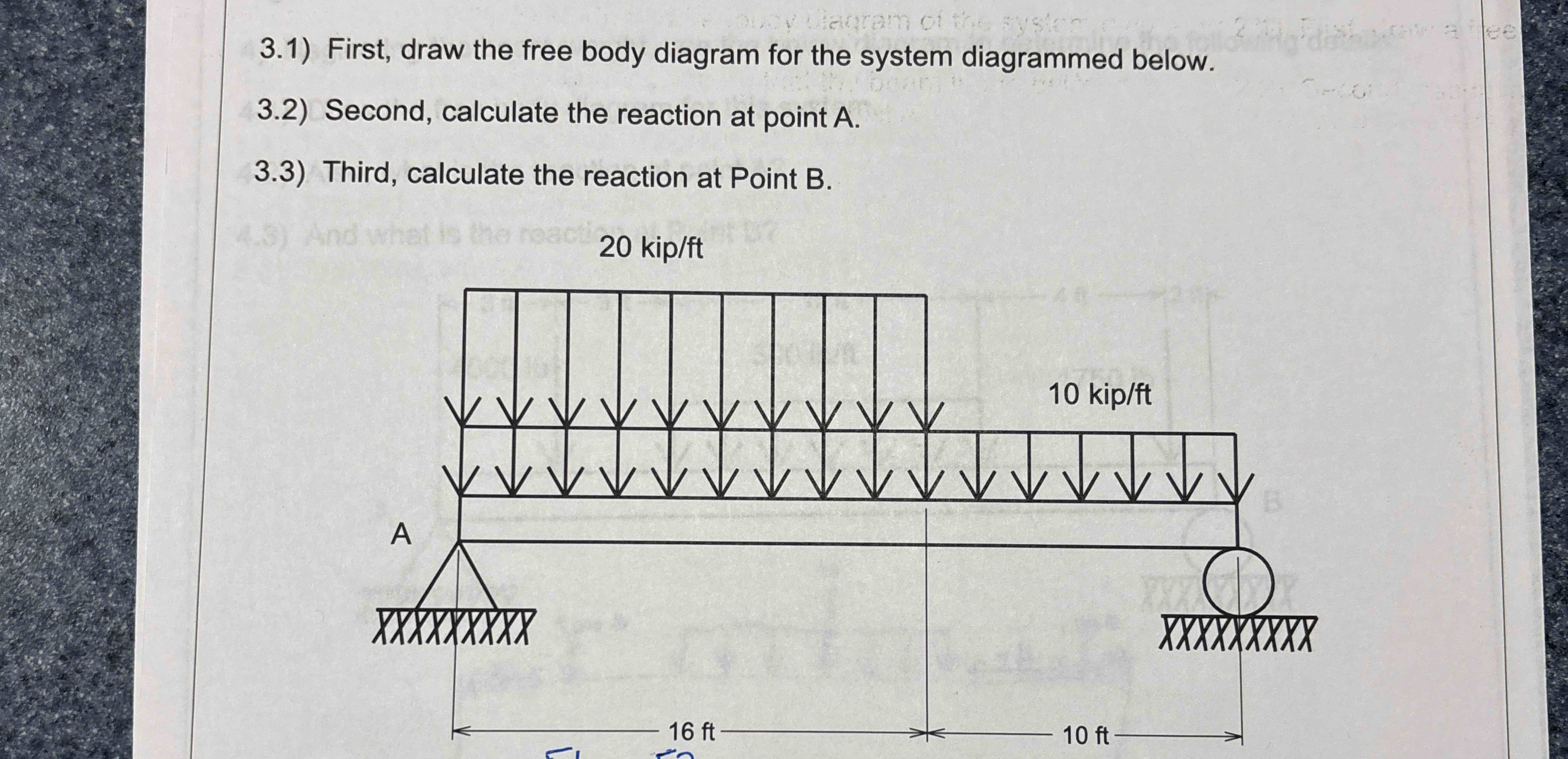 Solved 3.1) ﻿First, draw the free body diagram for the | Chegg.com