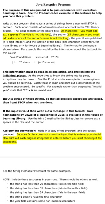 exception assignment in java