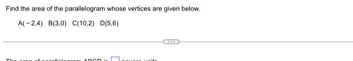 how to find the area of a parallelogram given 4 vertices