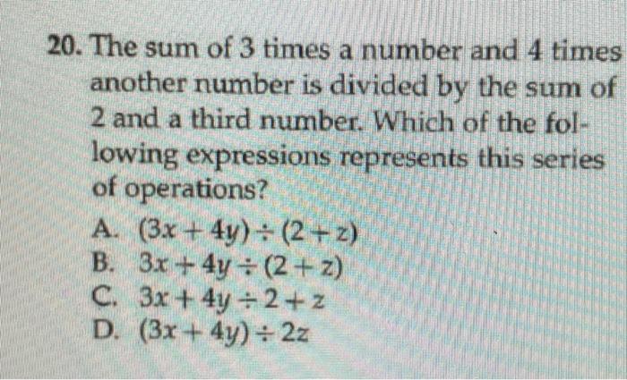 3 times the sum of a number and 2