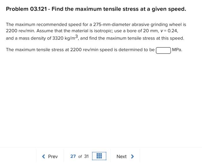 Solved Problem 03.121 - Find the maximum tensile stress at a | Chegg.com