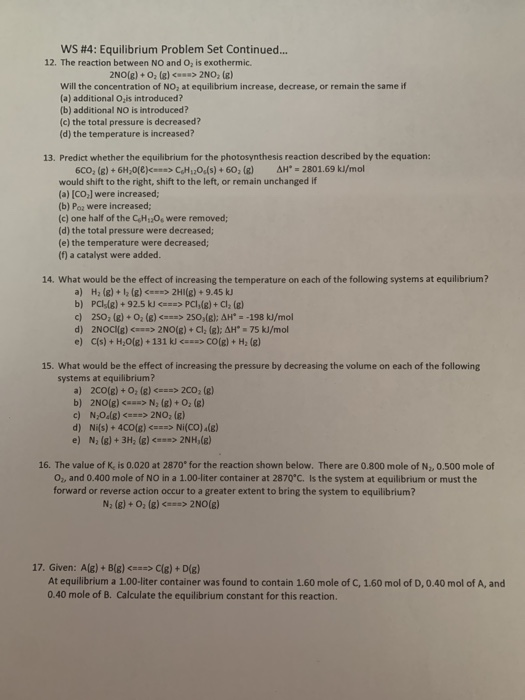 Solved Ws 4 Equilibrium Problem Set Continued 12 Th Chegg Com