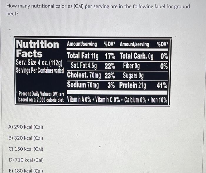 Solved How many nutritional calories (Cal) per serving are | Chegg.com