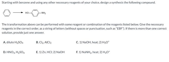 Solved Starting With Benzene And Using Any Other Necessary | Chegg.com