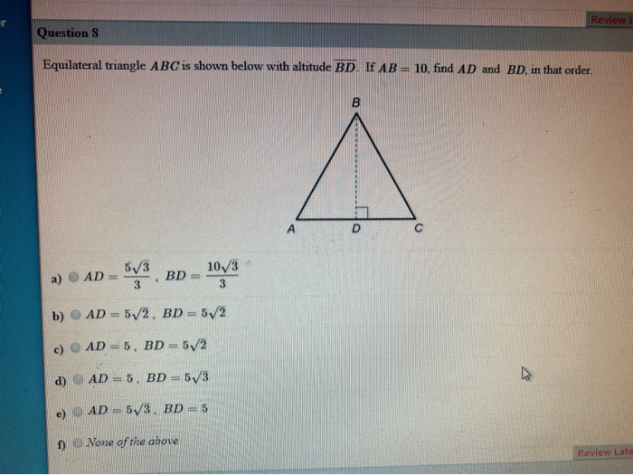 Solved Review L Questions Equilateral triangle ABC is shown | Chegg.com