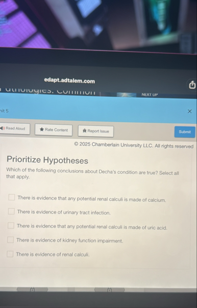 Solved edapt.adtalem.comUNIVIVMED. LUHHMUMNEXT UPnit 5© 2025 | Chegg.com
