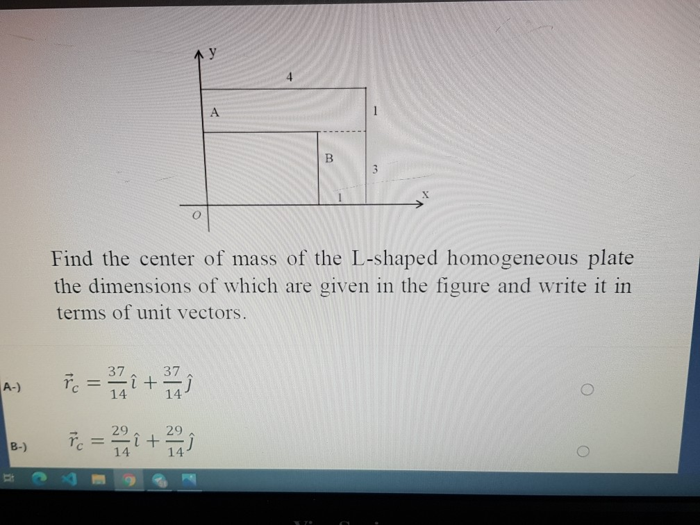 Solved у A B O Find the center of mass of the L-shaped | Chegg.com