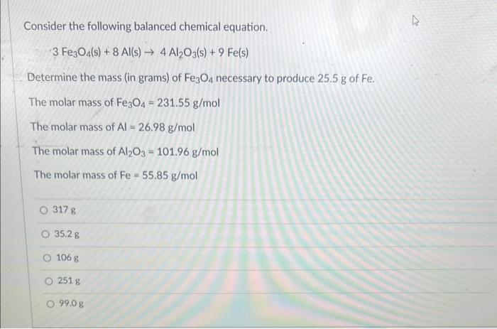 Solved Consider The Following Balanced Chemical Equation. | Chegg.com