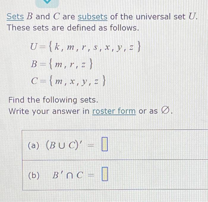 Solved Sets B And C Are Subsets Of The Universal Set U. | Chegg.com