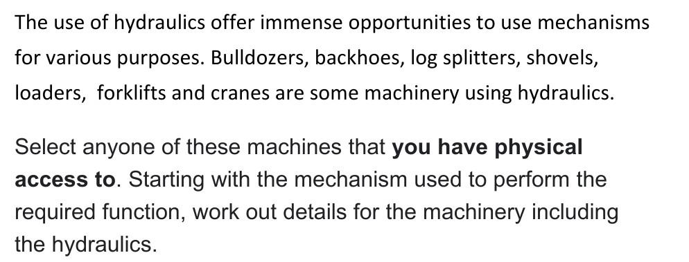 Solved The Use Of Hydraulics Offer Immense Opportunities To Chegg Com   Image 