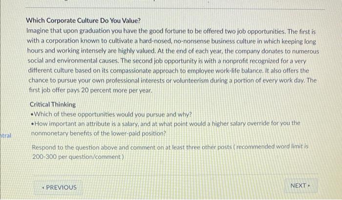 Which Corporate Culture Do You Value? Imagine that | Chegg.com