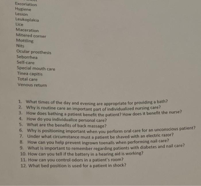 Solved Excoriation Hygiene Lesion Leukoplakia Uce Maceration