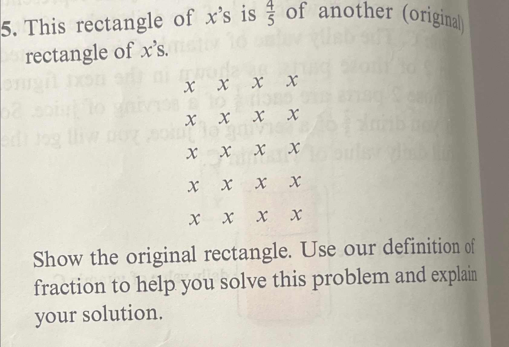 Solved This rectangle of x^(')s is (4)/(5) of another | Chegg.com