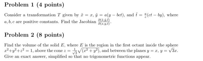 Solved Problem 1 (4 Points) Consider A Transformation T | Chegg.com