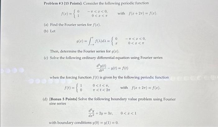 Solved Problem \# 3 [15 Points]: Consider the following | Chegg.com