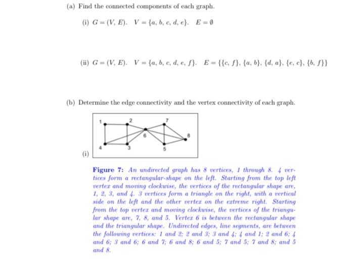 Solved (a) Find the connected components of each graph. (i) | Chegg.com