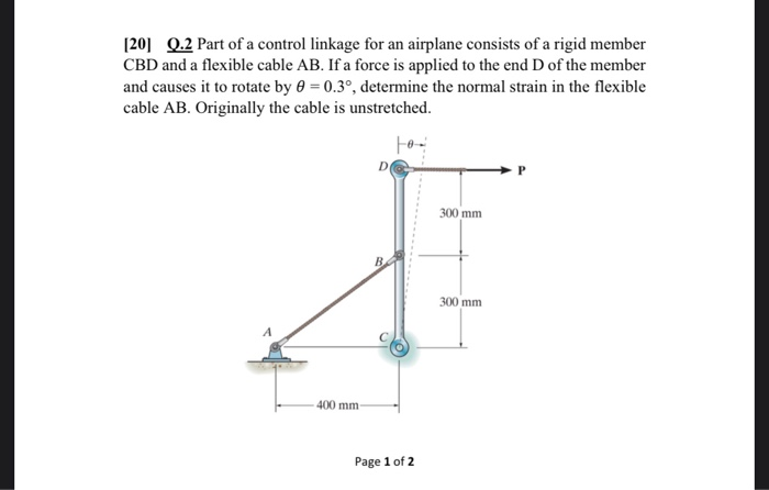 Solved [20] Q.2 Part of a control linkage for an airplane | Chegg.com