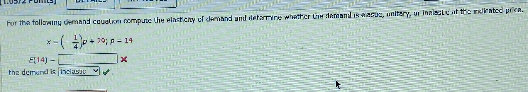 Solved For the following demand equation compute the | Chegg.com