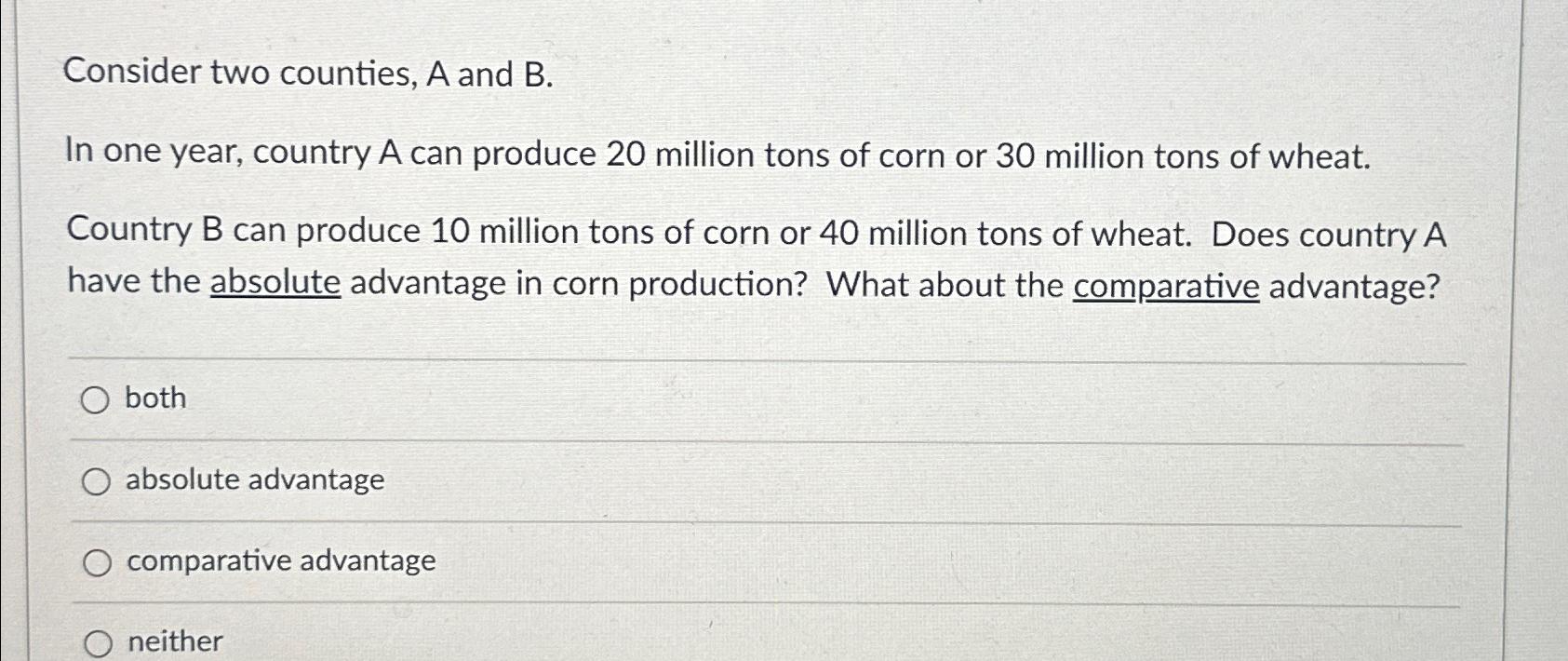 Solved Consider Two Counties, A And B.In One Year, Country A | Chegg.com