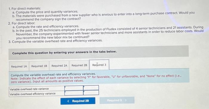 Solved 1. For Direct Materials: A. Compute The Price And | Chegg.com