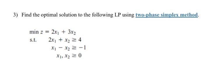 Solved 3) Find the optimal solution to the following LP | Chegg.com