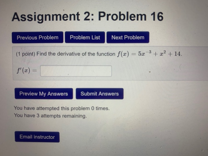 Solved Assignment 2: Problem 16 Previous Problem Problem | Chegg.com