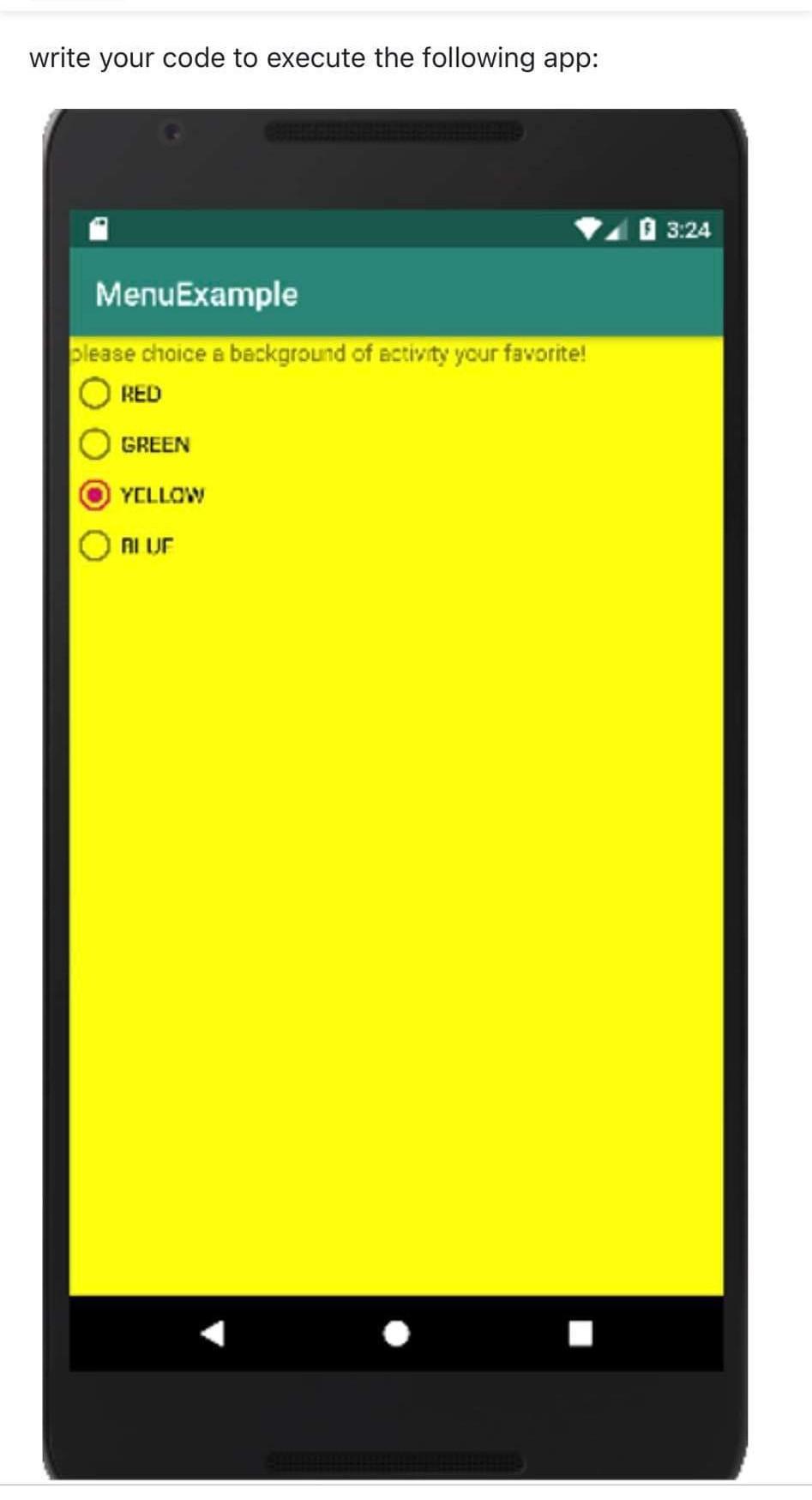 Solved write your code to execute the following app: | Chegg.com