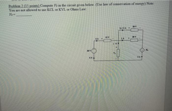 Solved Problem 2 (15 points) Compute Vo in the circuit given | Chegg.com