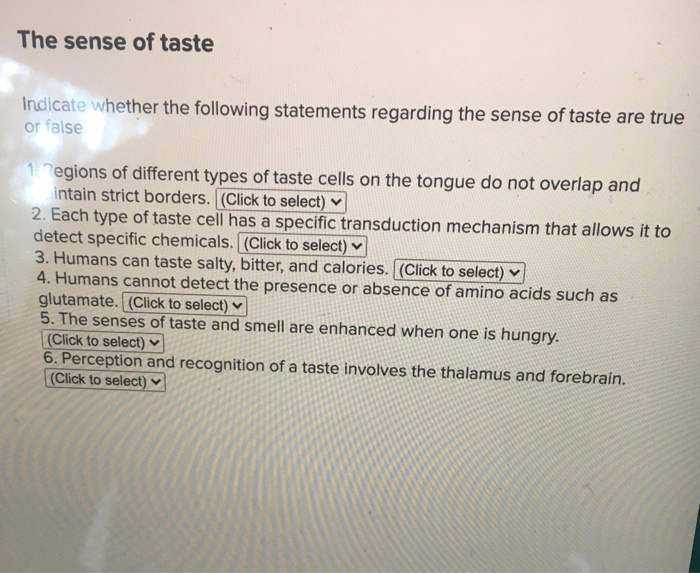 Which Of The Following Statements Is True About Taste