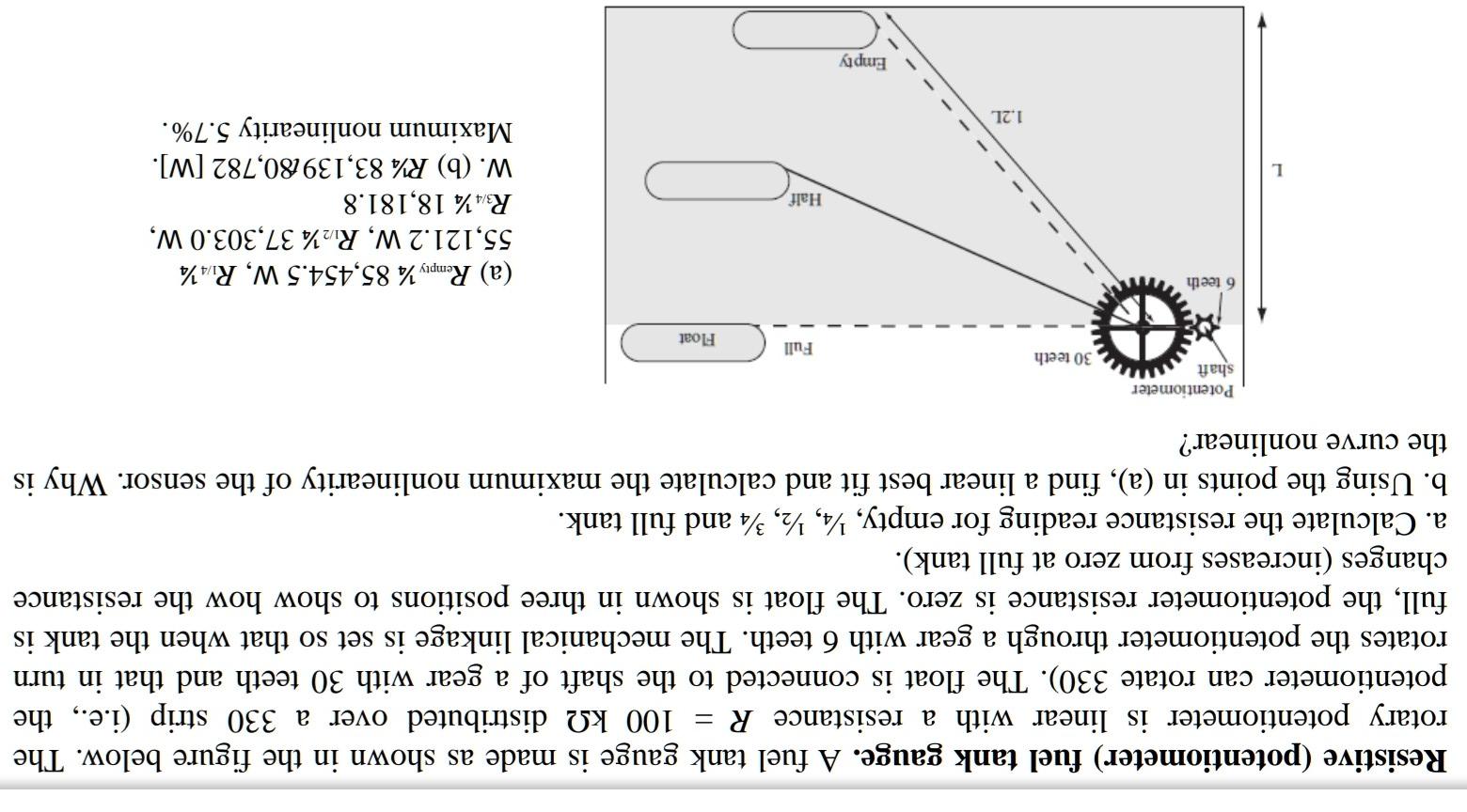 = Resistive (potentiometer) fuel tank gauge. A fuel